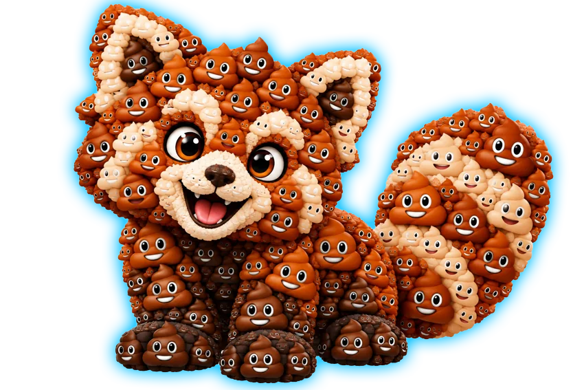 Poop Panda character made of smiling poop icons
